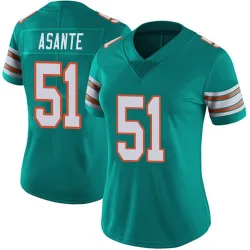 Women's Eugene Asante Miami Dolphins No.51 Limited Alternate Vapor Untouchable Jersey - Aqua
