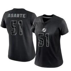Women's Eugene Asante Miami Dolphins No.51 Limited Reflective Jersey - Black