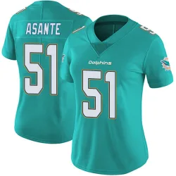Women's Eugene Asante Miami Dolphins No.51 Limited Team Color Vapor Untouchable Jersey - Aqua