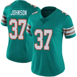Women's Isaiah Johnson Miami Dolphins No.37 Limited Alternate Vapor Untouchable Jersey - Aqua