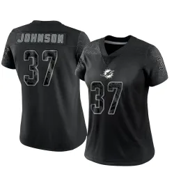 Women's Isaiah Johnson Miami Dolphins No.37 Limited Reflective Jersey - Black