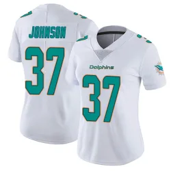 Women's Isaiah Johnson Miami Dolphins No.37 limited Vapor Untouchable Jersey - White