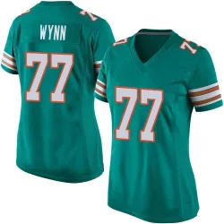 Women's Isaiah Wynn Miami Dolphins No.77 Game Alternate Jersey - Aqua