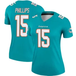 Women's Jaelan Phillips Miami Dolphins No.15 Legend Jersey - Aqua