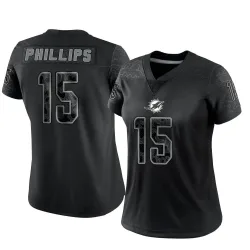 Women's Jaelan Phillips Miami Dolphins No.15 Limited Reflective Jersey - Black