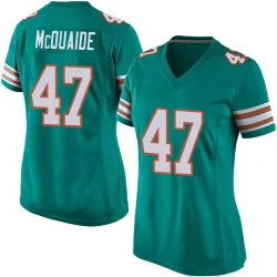 Women's Jake McQuaide Miami Dolphins No.47 Game Alternate Jersey - Aqua