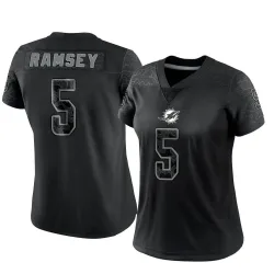Women's Jalen Ramsey Miami Dolphins No.5 Limited Reflective Jersey - Black