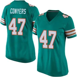 Women's Jalin Conyers Miami Dolphins No.47 Game Alternate Jersey - Aqua
