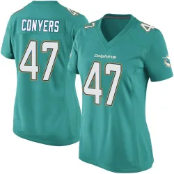 Women's Jalin Conyers Miami Dolphins No.47 Game Team Color Jersey - Aqua