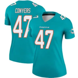 Women's Jalin Conyers Miami Dolphins No.47 Legend Jersey - Aqua