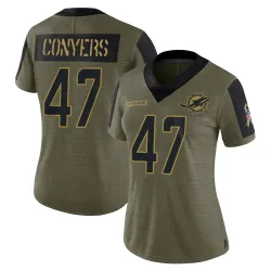 Women's Jalin Conyers Miami Dolphins No.47 Limited 2021 Salute To Service Jersey - Olive