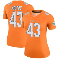 Women's Jason Maitre Miami Dolphins No.43 Legend Color Rush Jersey - Orange
