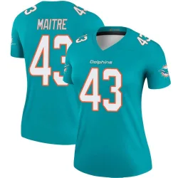 Women's Jason Maitre Miami Dolphins No.43 Legend Jersey - Aqua