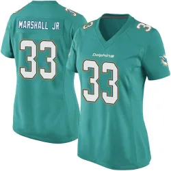 Women's Jason Marshall Jr. Miami Dolphins No.33 Game Team Color Jersey - Aqua
