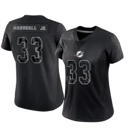Women's Jason Marshall Jr. Miami Dolphins No.33 Limited Reflective Jersey - Black