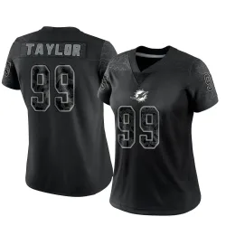 Women's Jason Taylor Miami Dolphins No.99 Limited Reflective Jersey - Black