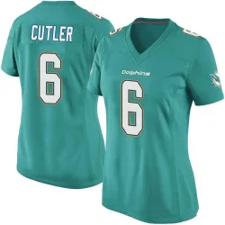 Women's Jay Cutler Miami Dolphins No.6 Game Team Color Jersey - Aqua