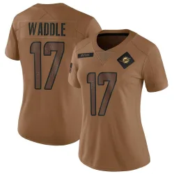 Women's Jaylen Waddle Miami Dolphins No.17 Limited 2023 Salute To Service Jersey - Brown