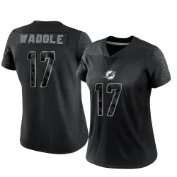 Women's Jaylen Waddle Miami Dolphins No.17 Limited Reflective Jersey - Black