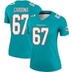 Women's Joe Cardona Miami Dolphins No.67 Legend Jersey - Aqua