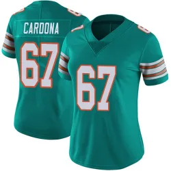 Women's Joe Cardona Miami Dolphins No.67 Limited Alternate Vapor Untouchable Jersey - Aqua