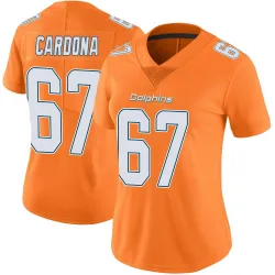 Women's Joe Cardona Miami Dolphins No.67 Limited Color Rush Jersey - Orange