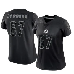Women's Joe Cardona Miami Dolphins No.67 Limited Reflective Jersey - Black