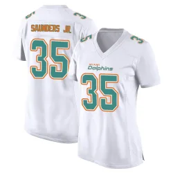 Women's John Saunders Jr. Miami Dolphins No.35 Game Fashion Jersey - White