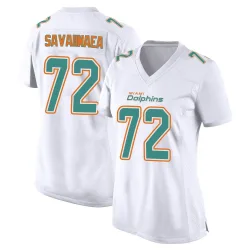 Women's Jonah Savaiinaea Miami Dolphins No.72 Game Fashion Jersey - White