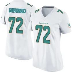 Women's Jonah Savaiinaea Miami Dolphins No.72 Game Jersey - White