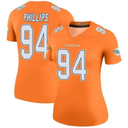 Women's Jordan Phillips Miami Dolphins No.94 Legend Color Rush Jersey - Orange