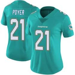 Women's Jordan Poyer Miami Dolphins No.21 Limited Team Color Vapor Untouchable Jersey - Aqua