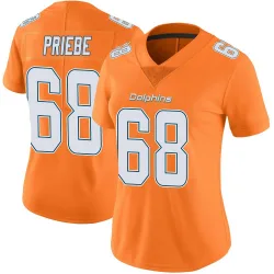 Women's Josh Priebe Miami Dolphins No.68 Limited Color Rush Jersey - Orange