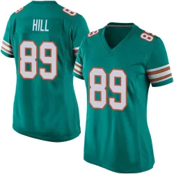 Women's Julian Hill Miami Dolphins No.89 Game Alternate Jersey - Aqua