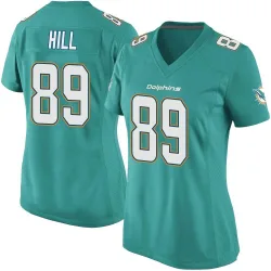 Women's Julian Hill Miami Dolphins No.89 Game Team Color Jersey - Aqua