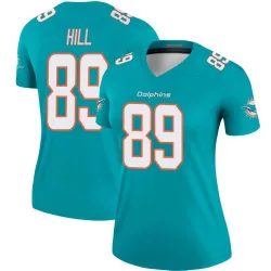 Women's Julian Hill Miami Dolphins No.89 Legend Jersey - Aqua