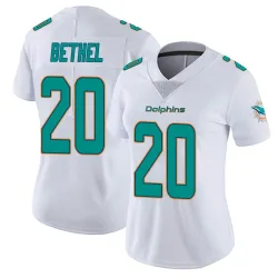 Women's Justin Bethel Miami Dolphins No.20 limited Vapor Untouchable Jersey - White