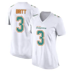 Women's K.J. Britt Miami Dolphins No.3 Game Fashion Jersey - White