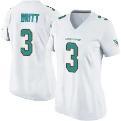 Women's K.J. Britt Miami Dolphins No.3 Game Jersey - White