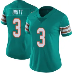 Women's K.J. Britt Miami Dolphins No.3 Limited Alternate Vapor Untouchable Jersey - Aqua