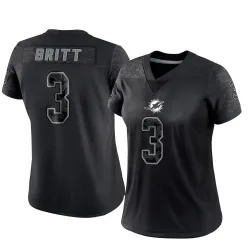 Women's K.J. Britt Miami Dolphins No.3 Limited Reflective Jersey - Black