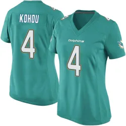 Women's Kader Kohou Miami Dolphins No.4 Game Team Color Jersey - Aqua