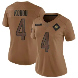 Women's Kader Kohou Miami Dolphins No.4 Limited 2023 Salute To Service Jersey - Brown