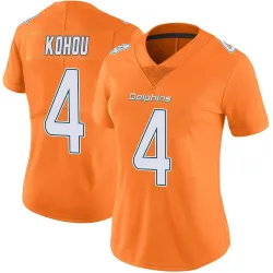 Women's Kader Kohou Miami Dolphins No.4 Limited Color Rush Jersey - Orange