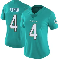 Women's Kader Kohou Miami Dolphins No.4 Limited Team Color Vapor Untouchable Jersey - Aqua