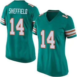 Women's Kendall Sheffield Miami Dolphins No.14 Game Alternate Jersey - Aqua