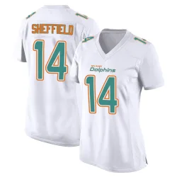 Women's Kendall Sheffield Miami Dolphins No.14 Game Fashion Jersey - White