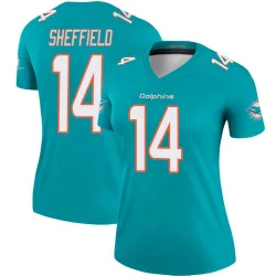Women's Kendall Sheffield Miami Dolphins No.14 Legend Jersey - Aqua