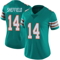 Women's Kendall Sheffield Miami Dolphins No.14 Limited Alternate Vapor Untouchable Jersey - Aqua