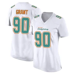 Women's Kenneth Grant Miami Dolphins No.90 Game Fashion Jersey - White